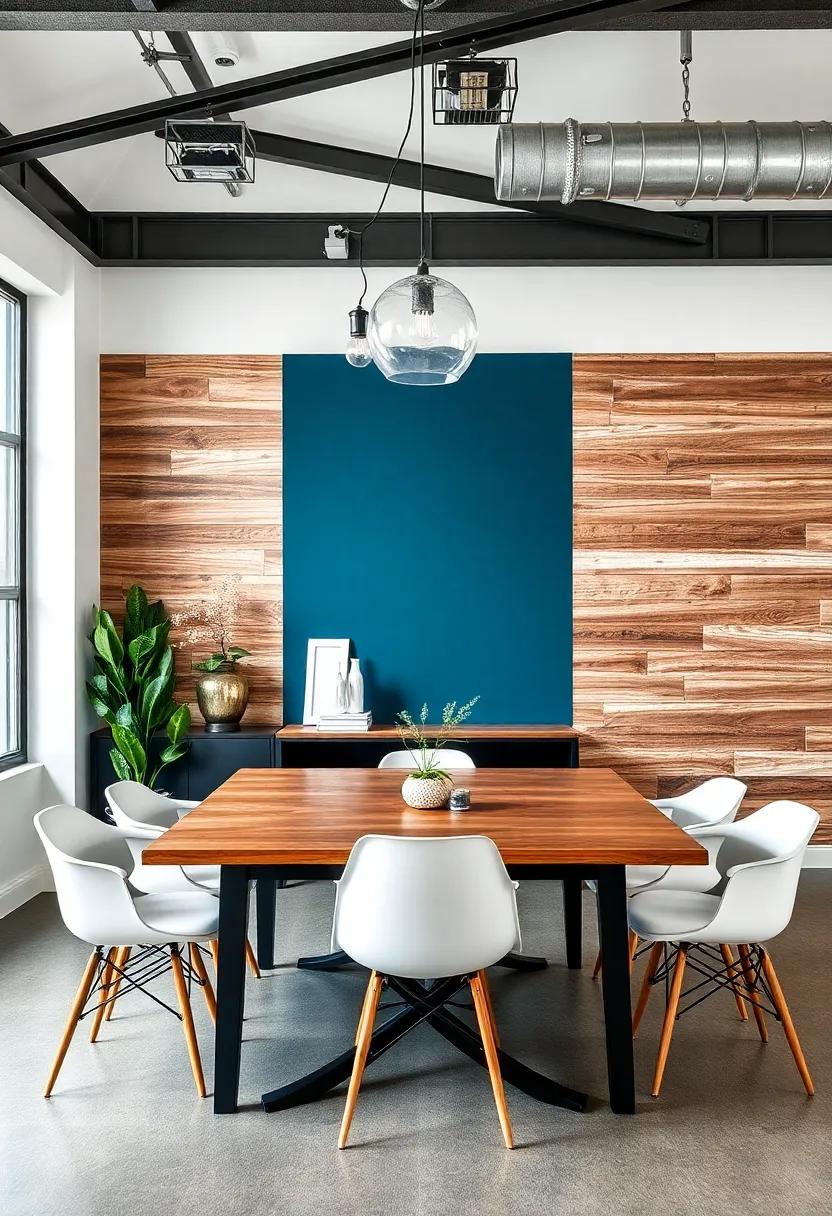 Create⁤ a Feature Wall: Paint ⁣one⁢ wall a dramatic color or use reclaimed wood panels​ to ⁣create a stunning backdrop that enhances the dining experience
