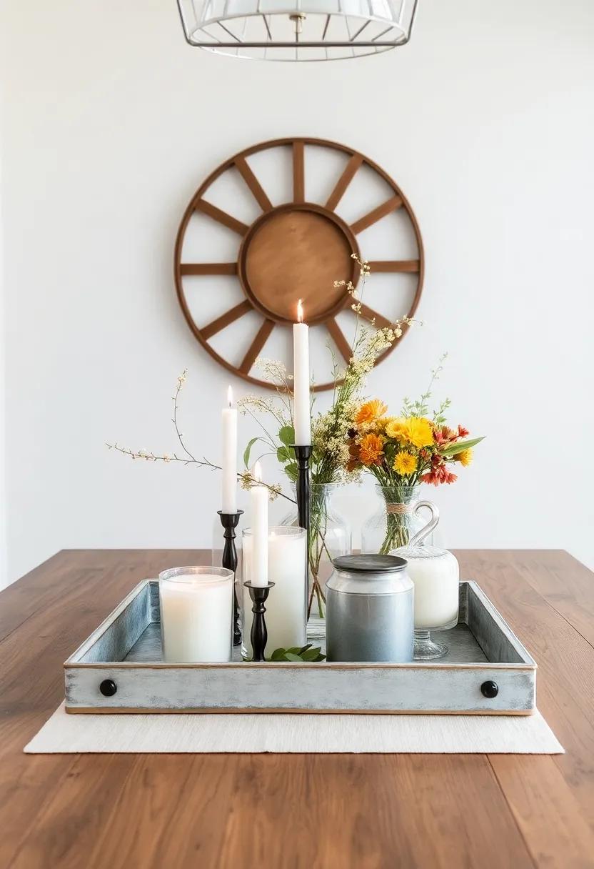 Design a Rustic ⁤Centerpiece: Create a table centerpiece using galvanized trays, ⁣candles, and seasonal flowers to establish an inviting focal point