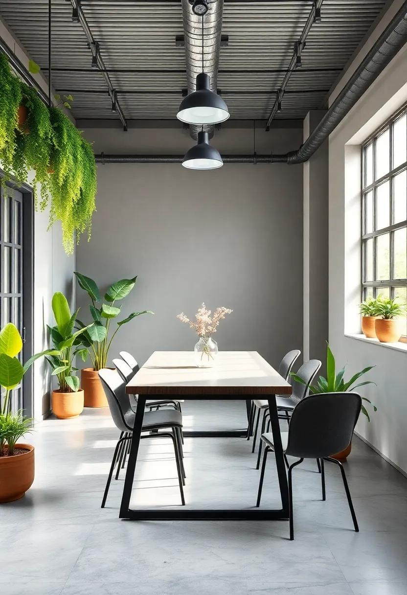 Go Green with Plants: Add potted plants or hanging greenery to soften the hard edges of industrial⁣ design and bring life⁢ into the dining area