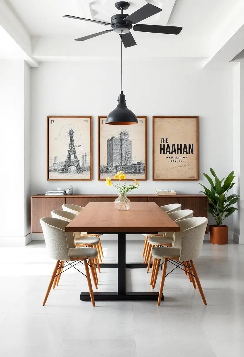 Use Artwork Wisely: Hang industrial-inspired artwork or vintage posters to inject personality and style into your dining‍ space