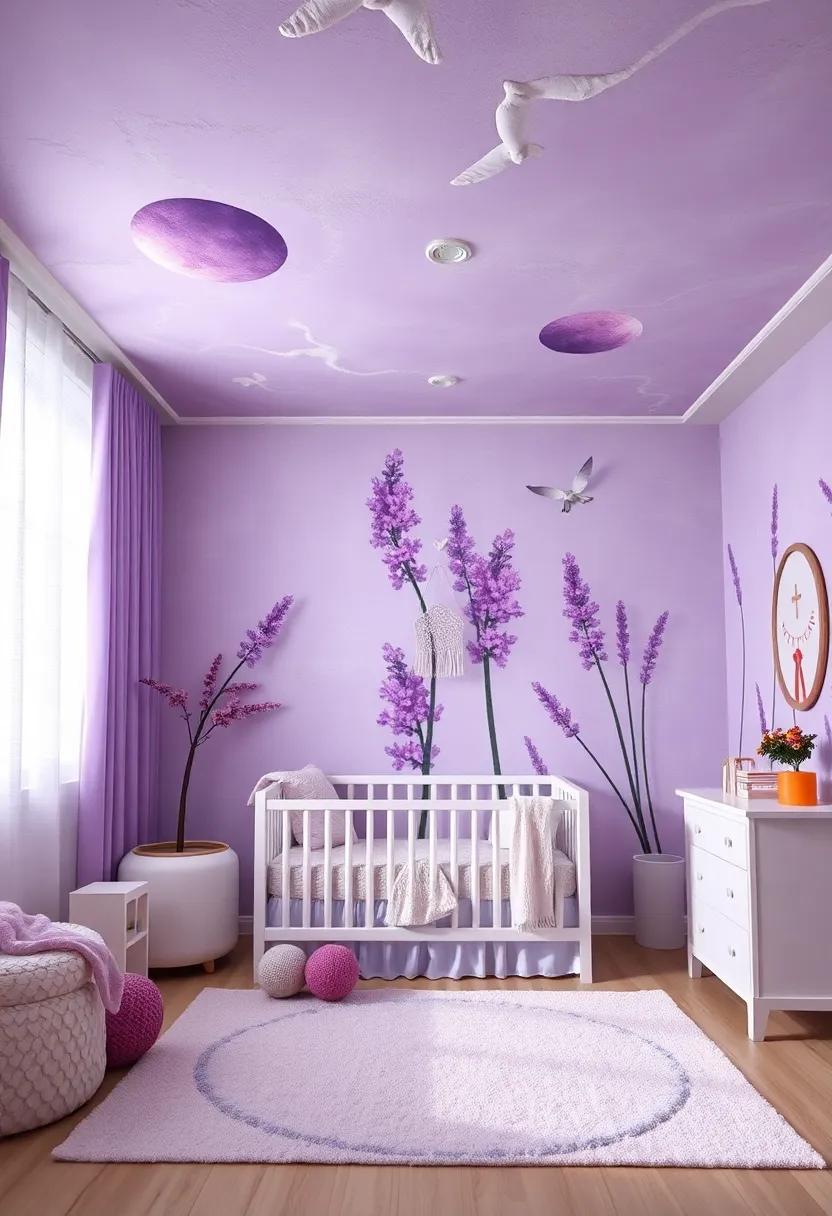 Captivating Ceiling Statements: Dreamy‍ Lavender Murals or ⁢Decals for a Playful ⁣Feel