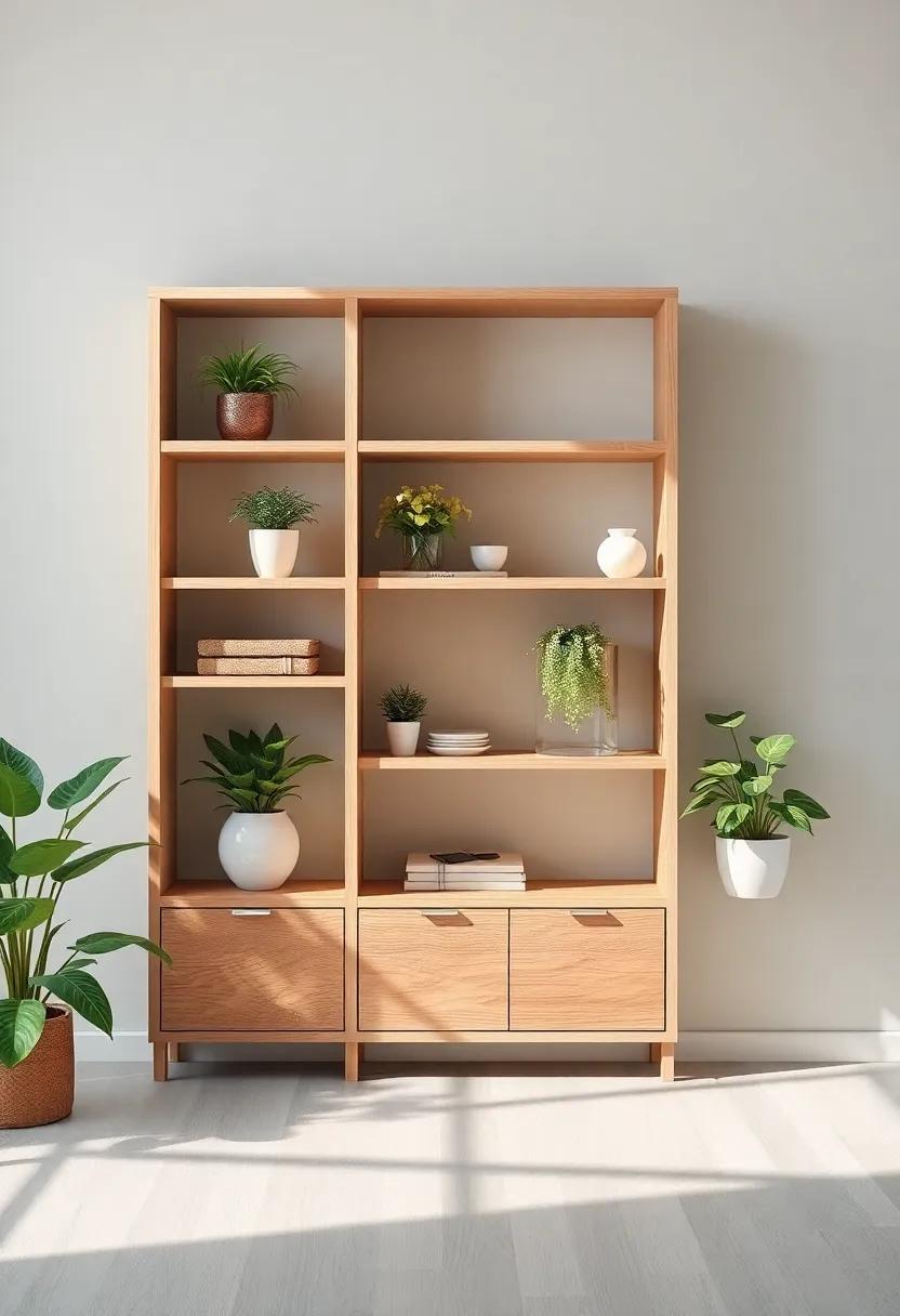 Incorporating Natural Elements: Enhancing Shelves With Plants and Wood