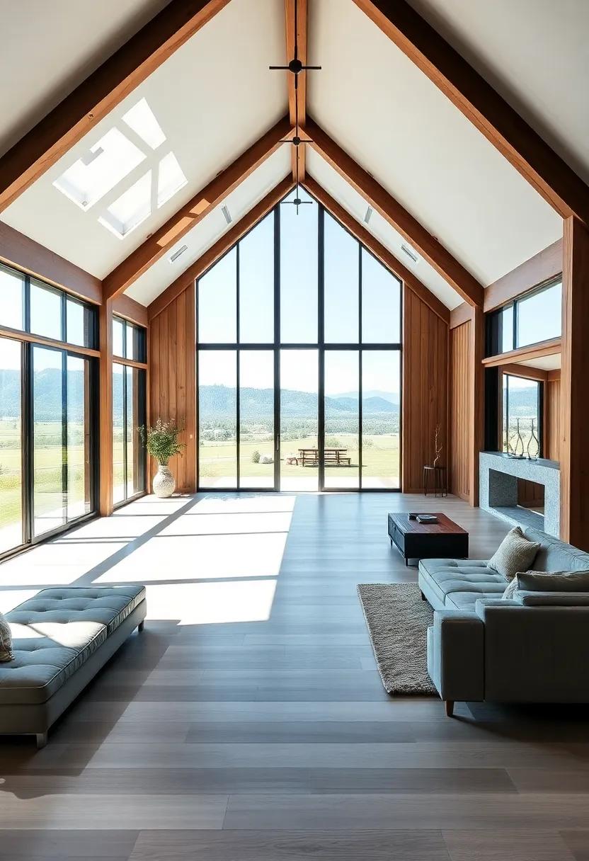 Panoramic⁤ Views: Experience this barn-inspired ⁤home designed with floor-to-ceiling windows that ​frame breathtaking landscapes and fill‍ the ‌interior with‍ natural light