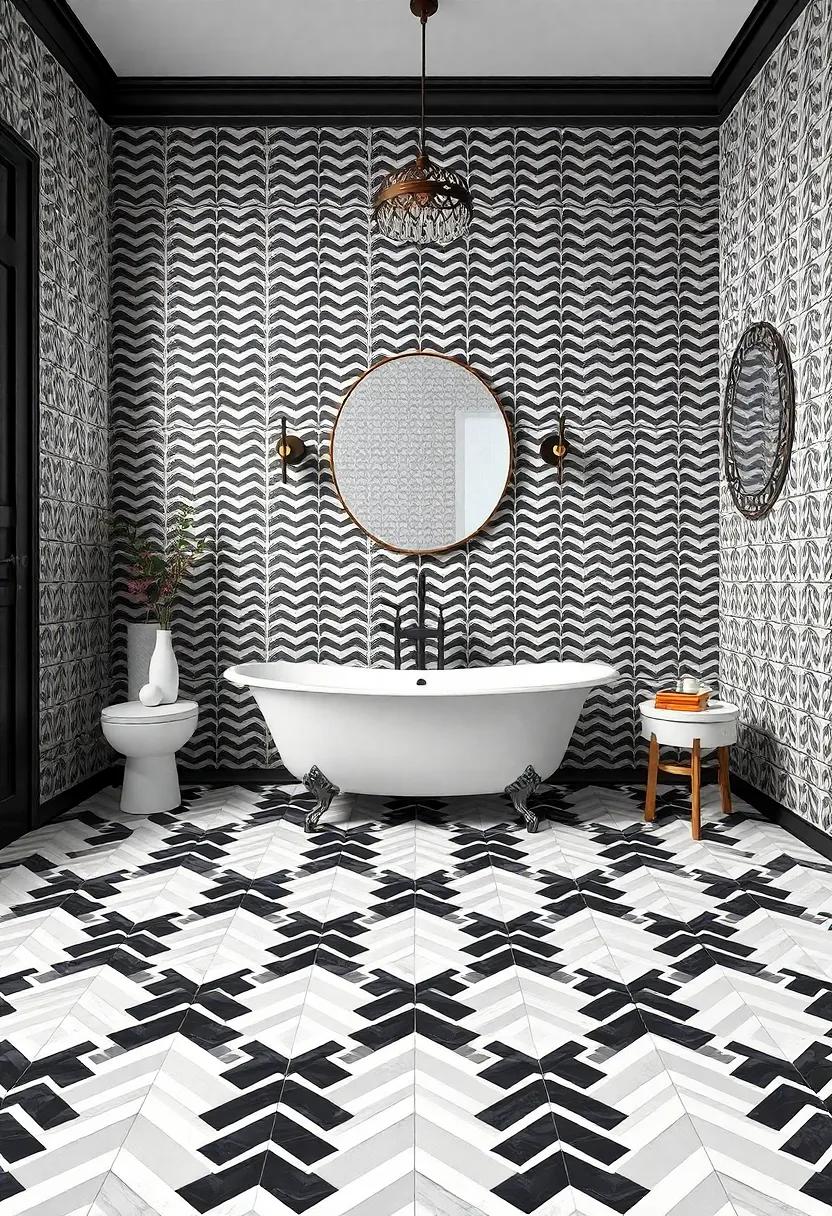 Use‌ Intricate Tile Patterns: Select patterned tiles with a retro flair, such as black and white ⁢chevrons, to add‌ depth and a touch of nostalgia to your bathroom floor