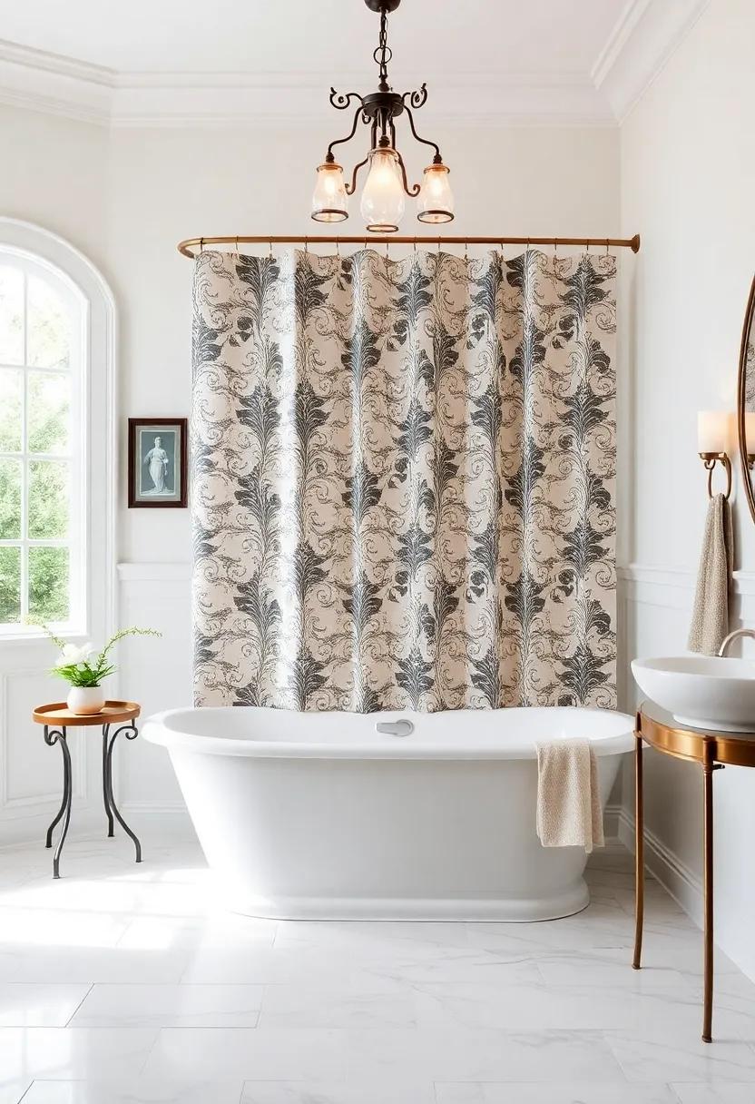 Use‍ Classic Shower Curtains: adorn your tub with a beautifully patterned shower ‍curtain ⁢that complements⁢ the vintage look while providing privacy