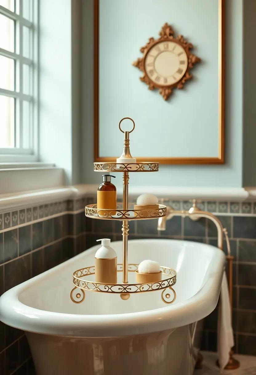 Utilize a Tiered Tray: ⁤Display bath items like soaps and cotton‍ balls on a decorative three-tiered tray for a visually captivating arrangement