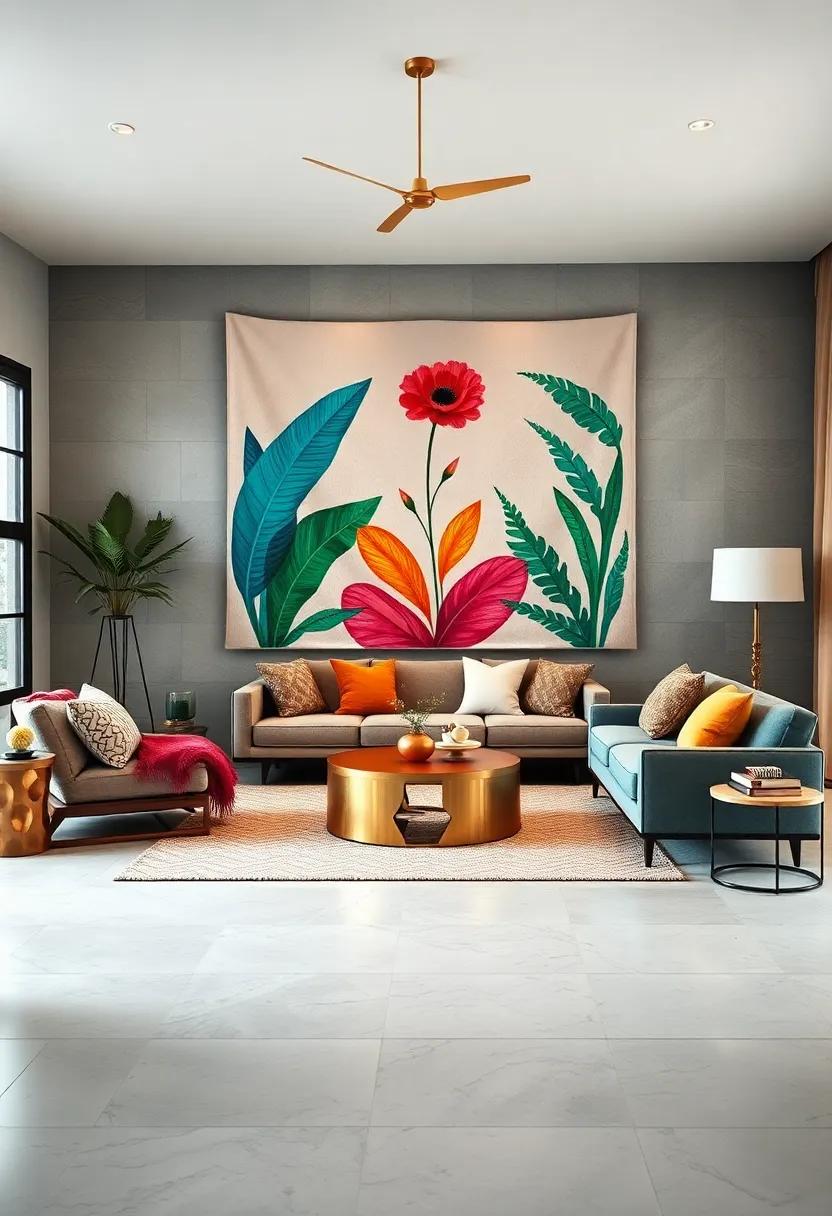 Bold Wall ⁤Art: opt⁣ for oversized ⁤canvases ⁤or tapestries that incorporate vibrant designs or natural themes, creating an eye-catching backdrop in your home
