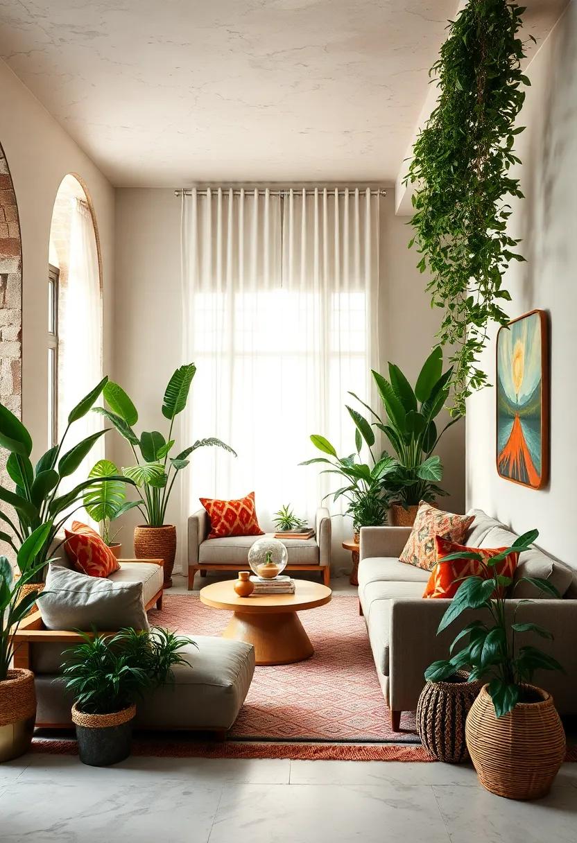 Lush​ Greenery: bring nature indoors with an ⁣array of houseplants ‍like snake plants, pothos, or monstera to freshen the air and enhance your bohemian aesthetic