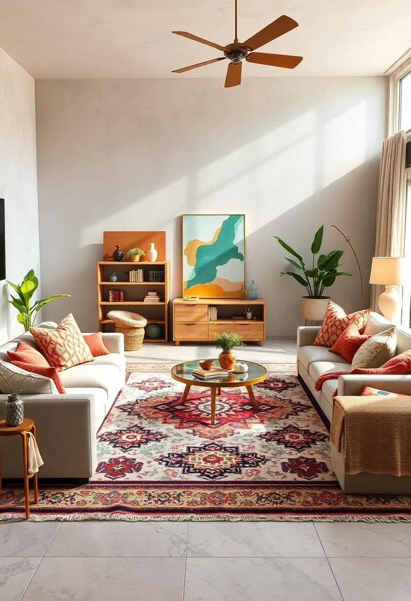 Playful Rugs:⁣ Experiment ‌with ‌eclectic rugs that⁤ feature fun ⁣prints or textures to ground your furniture while showcasing your personality