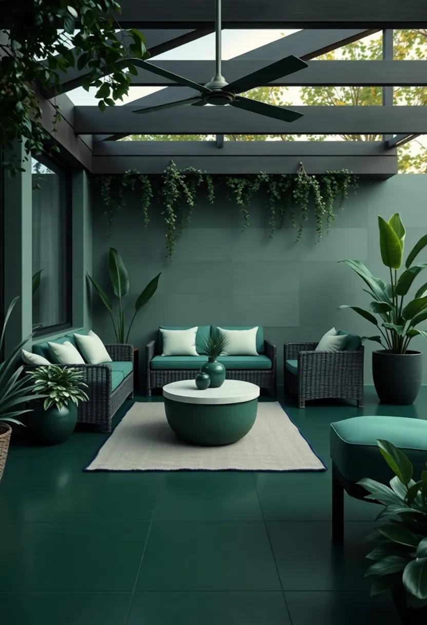 Outdoor‍ Oases: ‍Using Dark Green Accents in Garden ⁤and Patio Designs