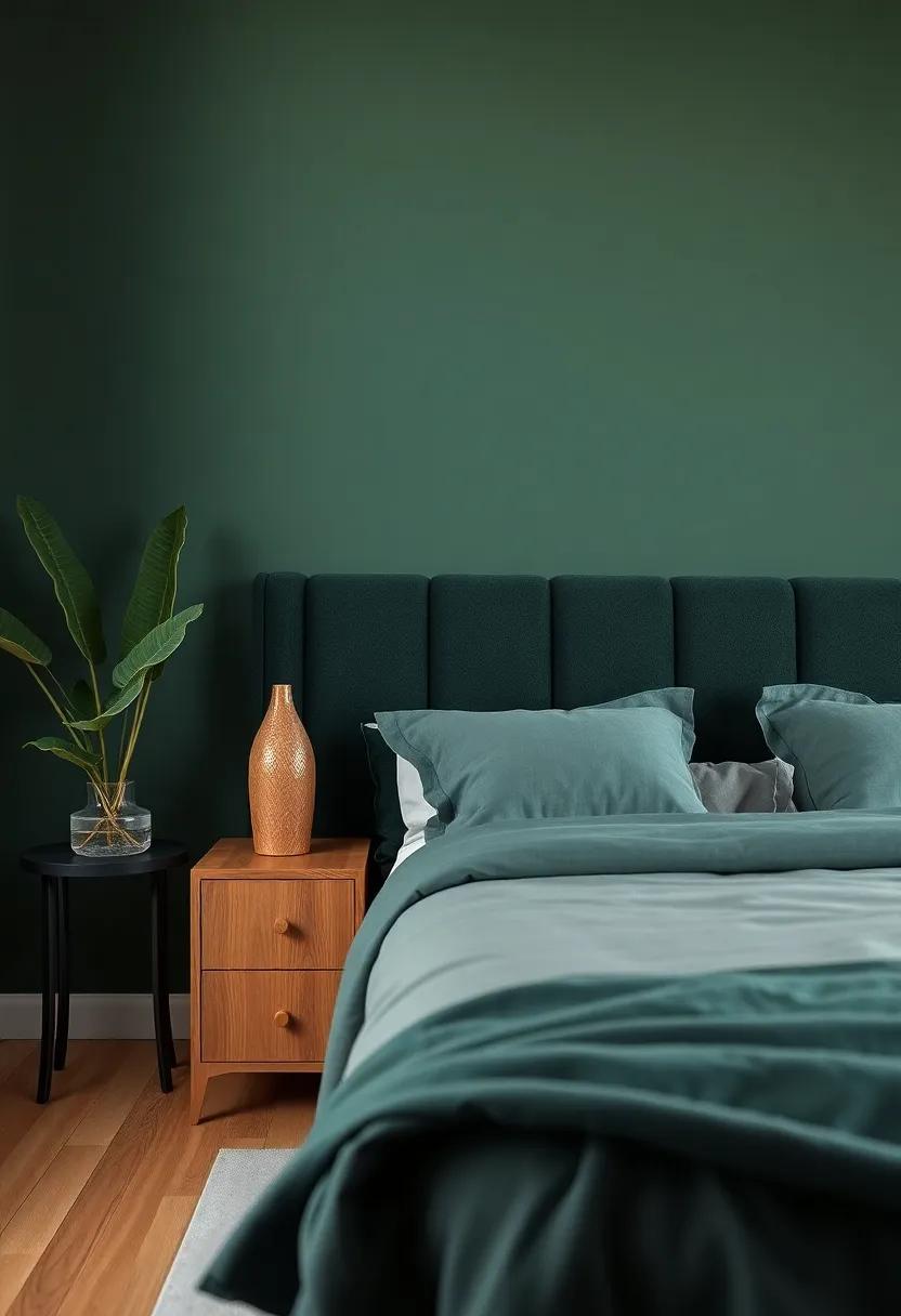 Textures in Harmony: Pairing Dark Green with Wood and Brass Accents
