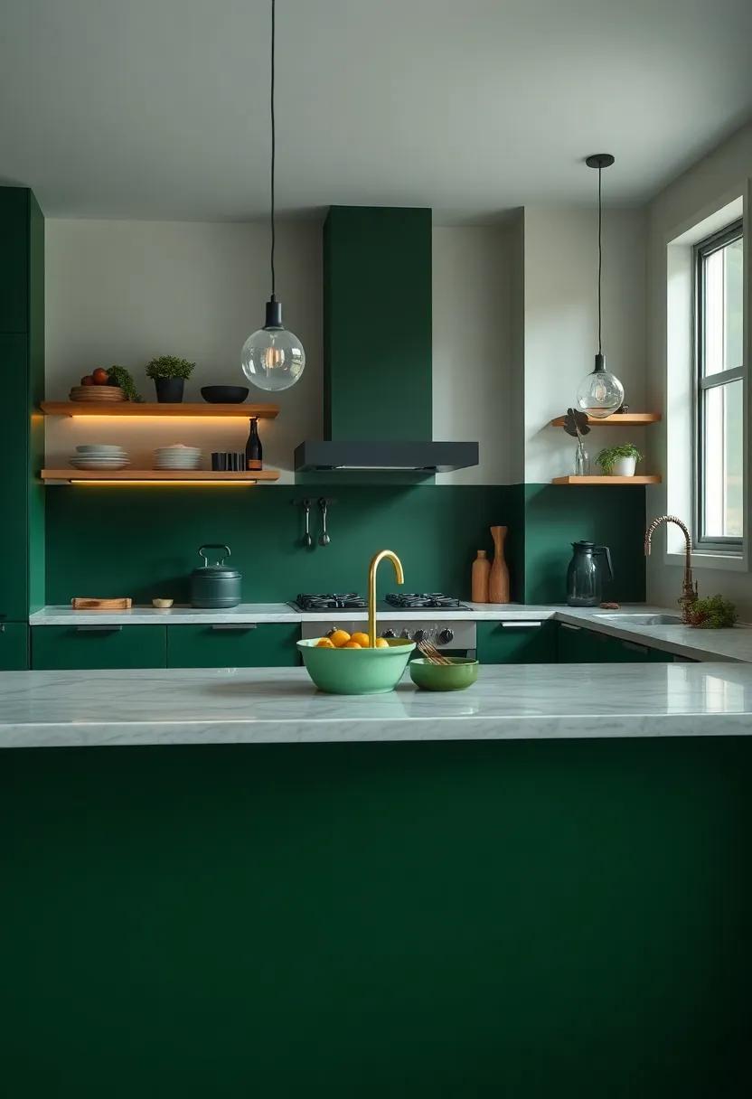 Luxurious⁣ Kitchen Vibes: Integrating Dark‍ Green in ​Culinary Spaces