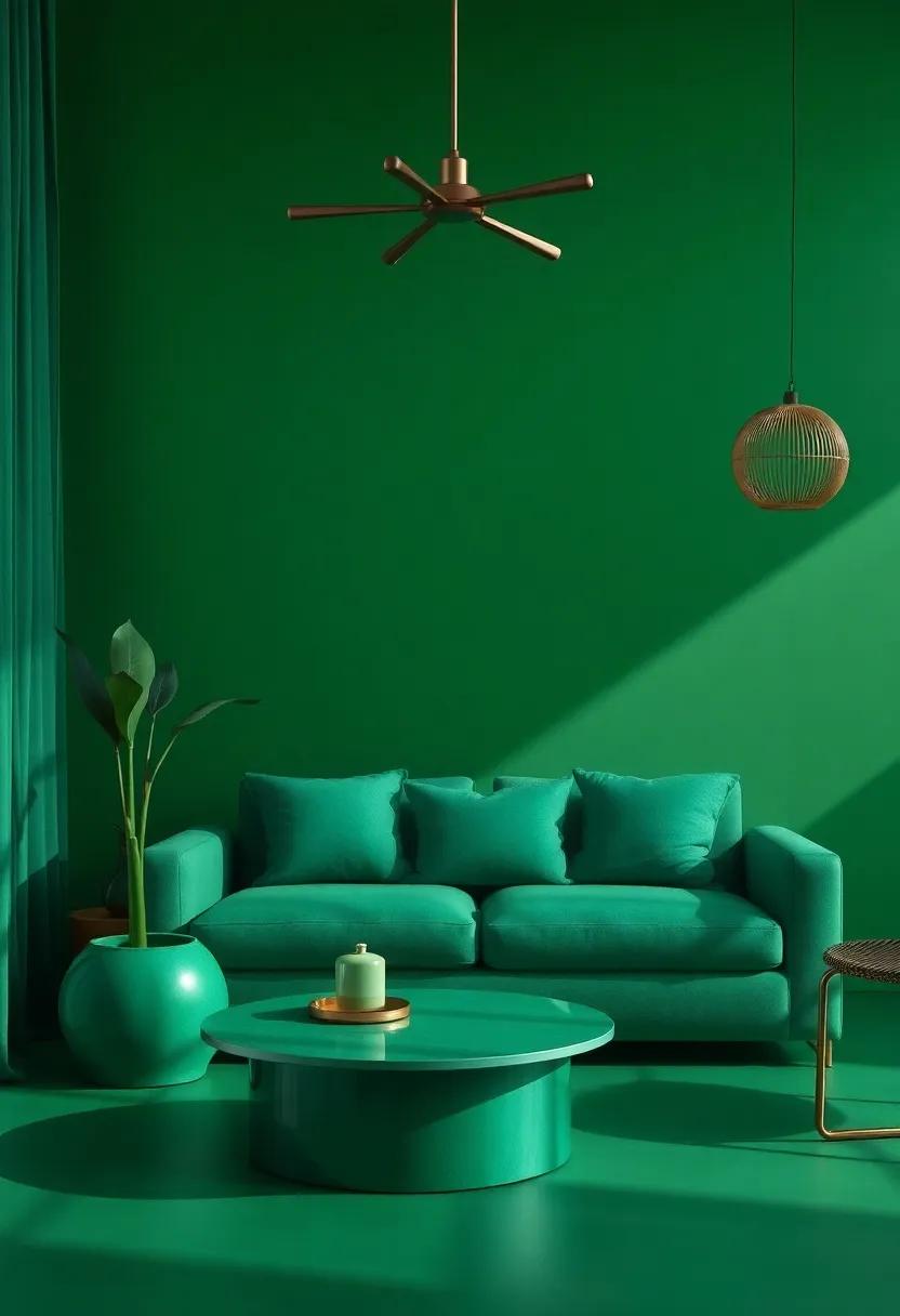 Dynamic Contrast: Pairing Dark Green with Bright Hues for Visual Interest