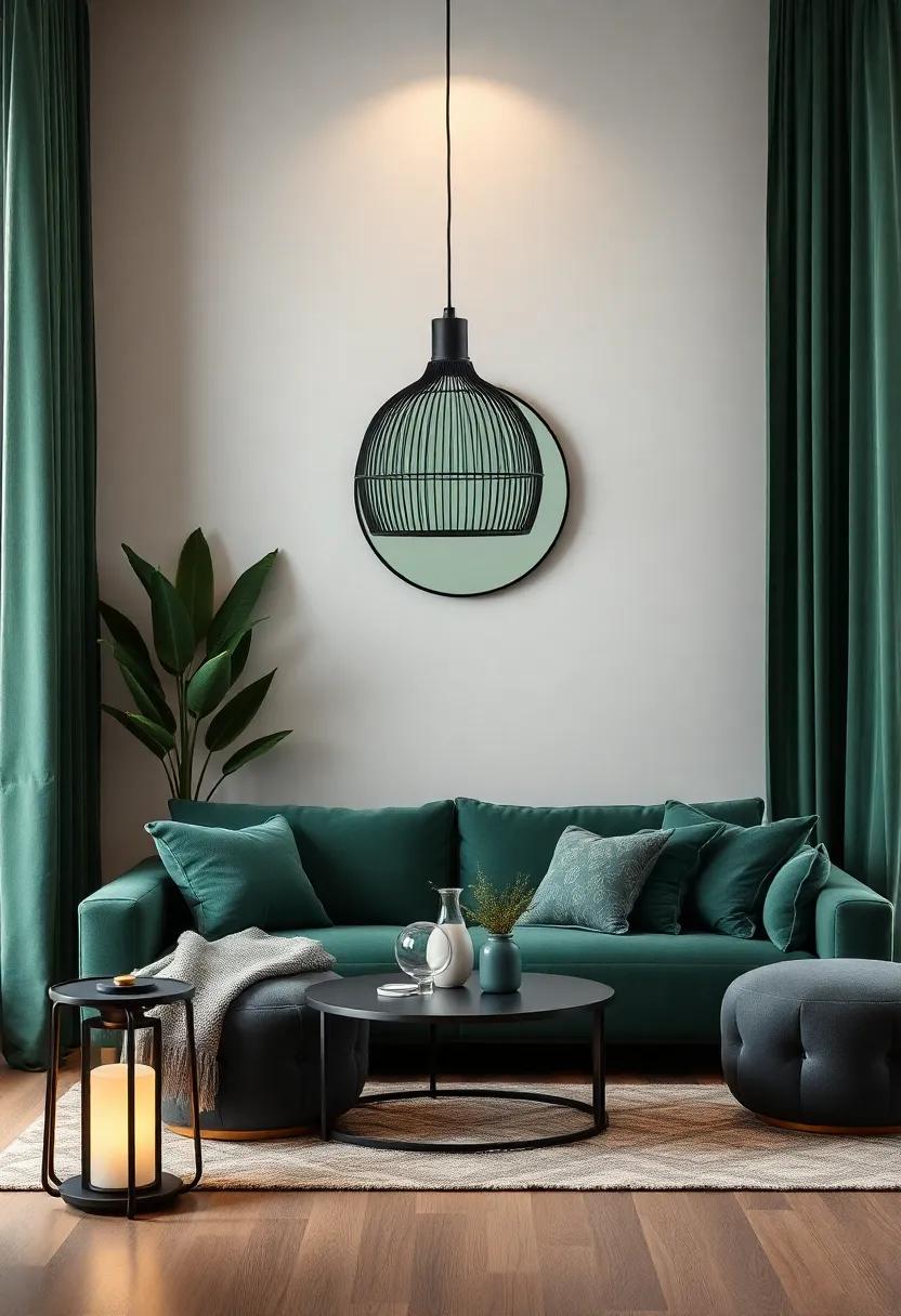 Layering⁣ Lighting: Enhancing ⁣Ambiance with Dark ​Green‍ and Warm Tones
