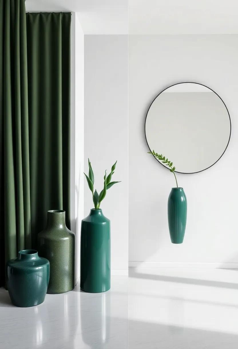 Mirrors‌ and Reflections: Enhancing⁣ Spaces with Dark Green Surrounds
