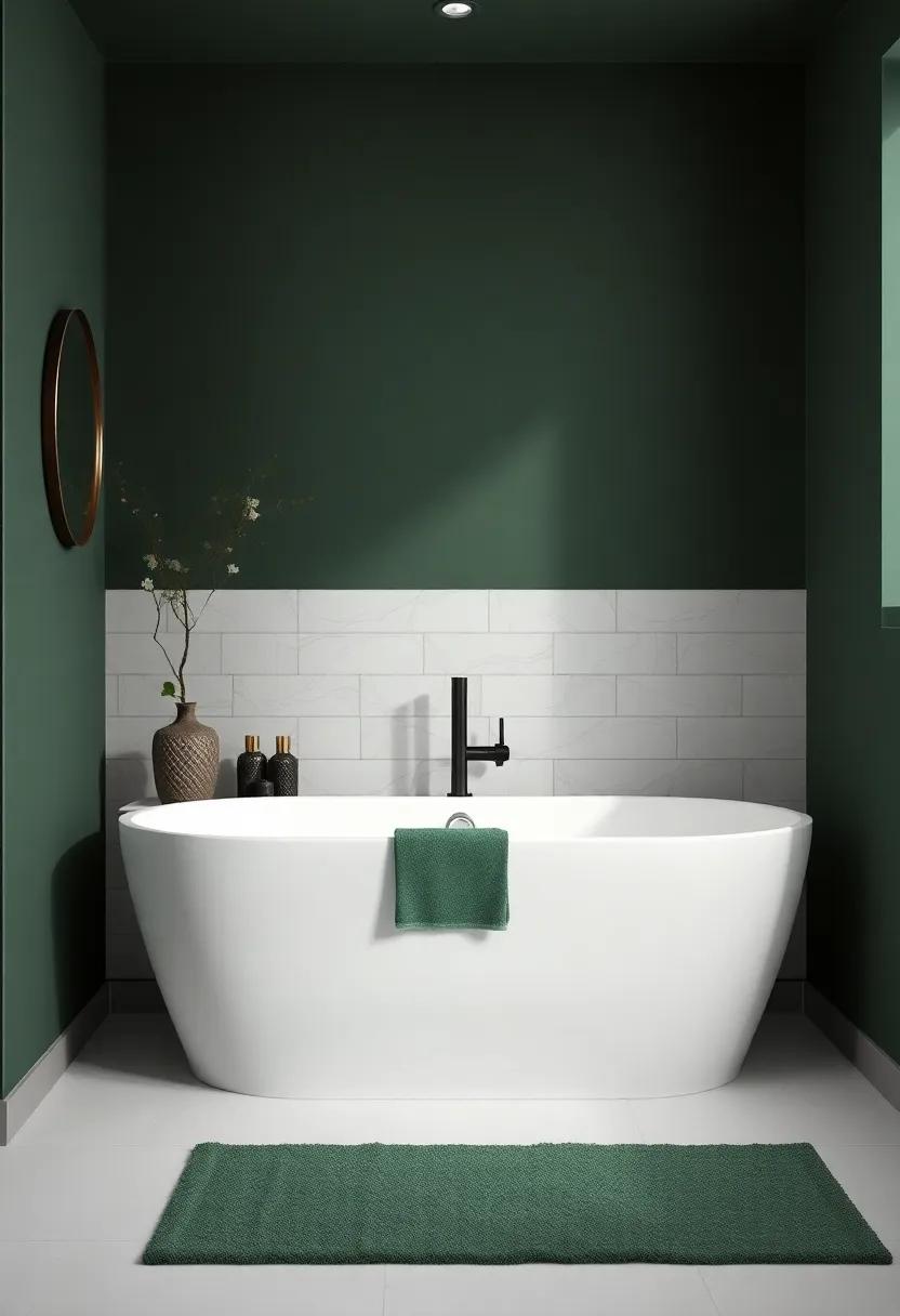 Elevate Your ​Bathroom: Dark‍ Green Accents for a Spa-Like experience