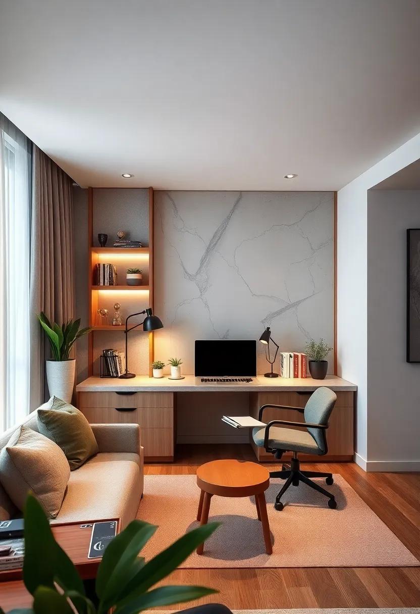 Urban Oasis: Experience the vibe of a ‌trendy city‌ apartment office with a⁤ stylish built-in desk, complemented by ‌urban decor that captures the essence ⁣of modern ⁣city‍ living