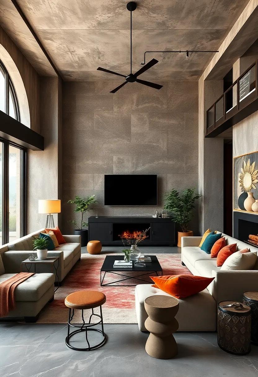 A ⁢Harmonious Blend of Dark Palettes⁤ and Earthy Tones in Luxe Interiors