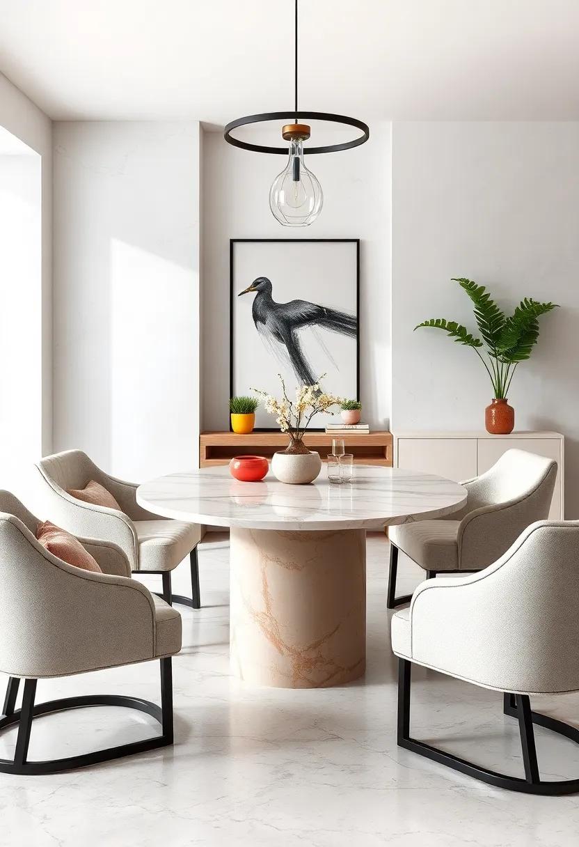 Brighten your⁢ dining area with a pastel-hued marble table,radiating ‍freshness ‍and cheerfulness⁣ suitable for casual meals and brunches