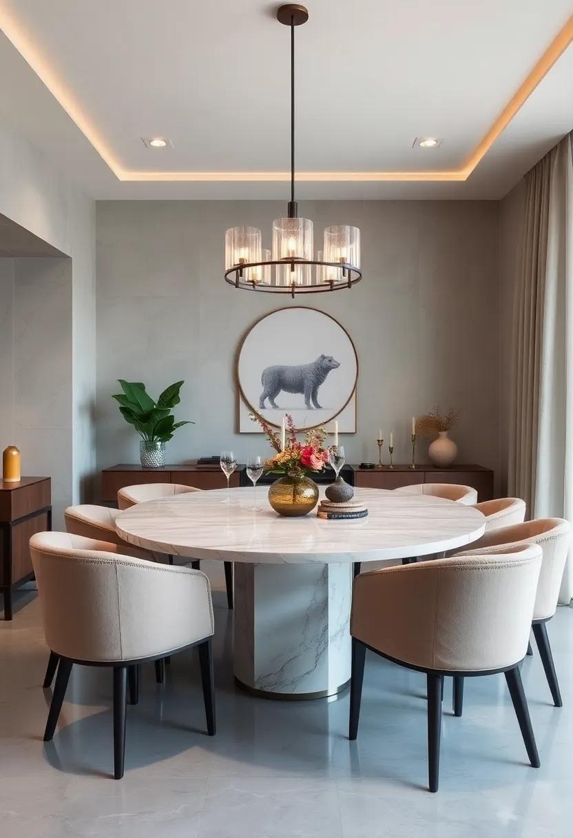 Celebrate the beauty⁤ of mixed ‌materials by⁢ pairing a ⁢heavy​ marble table with light, airy fabrics ‌in your dining room decor