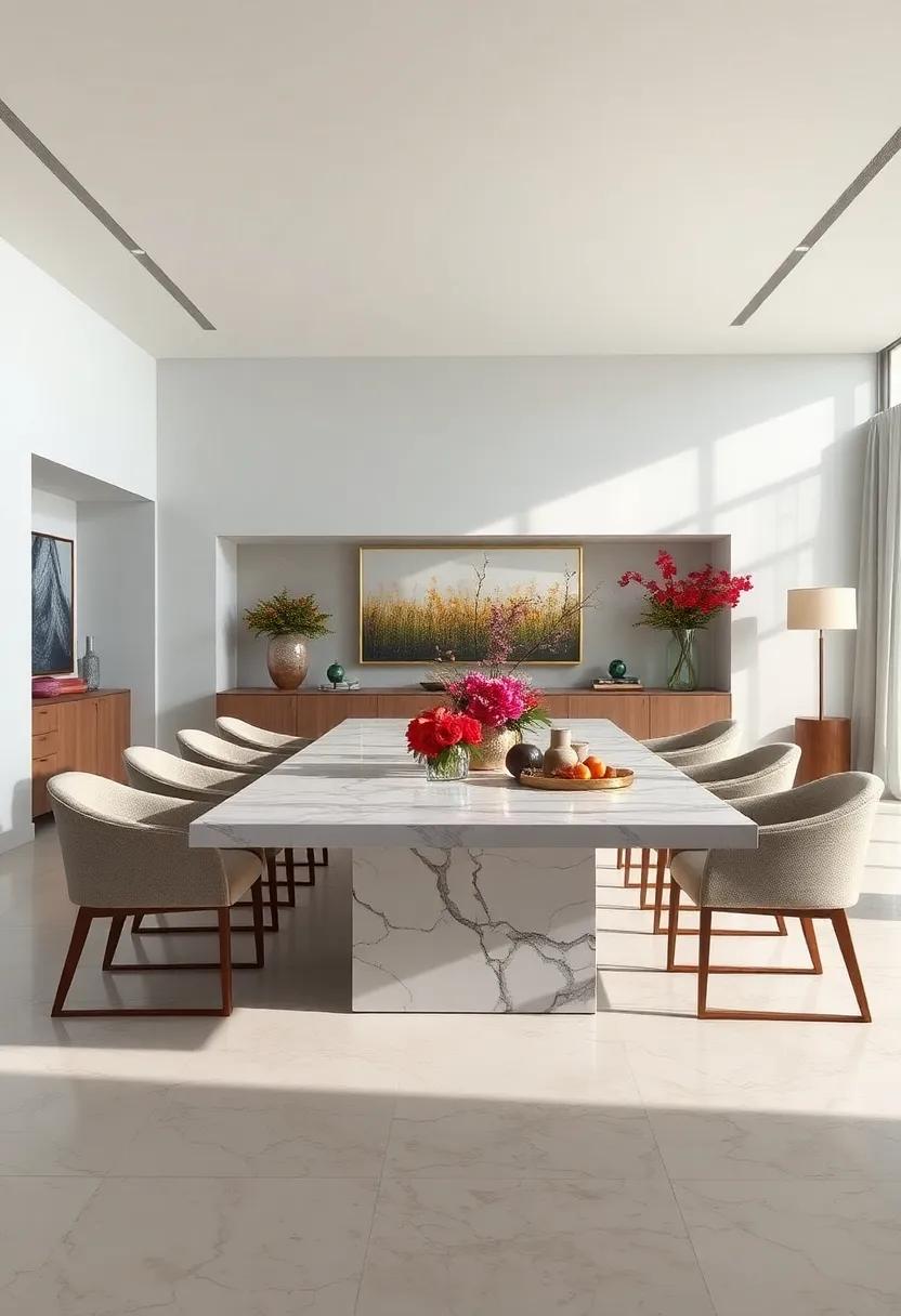 Consider‌ an elongated marble table perfect for large family gatherings,​ accommodating ‍loved ones while showcasing ⁢stunning centerpiece arrangements