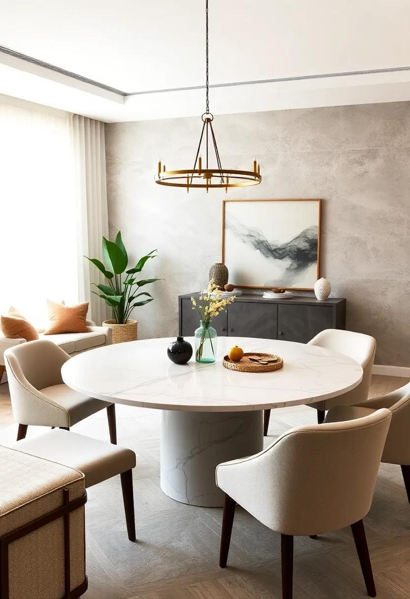 Discover the ⁣timeless elegance of ⁢a round marble ⁣dining table that invites intimate gatherings and versatile seating options for your‍ dining room