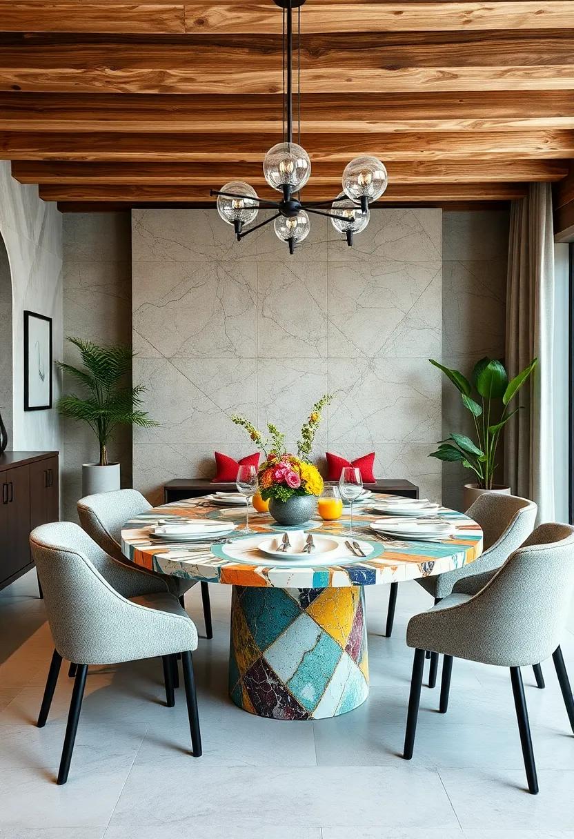 Dive into ⁣a‍ playful atmosphere⁣ with a⁣ colorful mosaic ⁢marble table, bringing vibrant⁤ energy to any dining experience while⁣ sparking joy