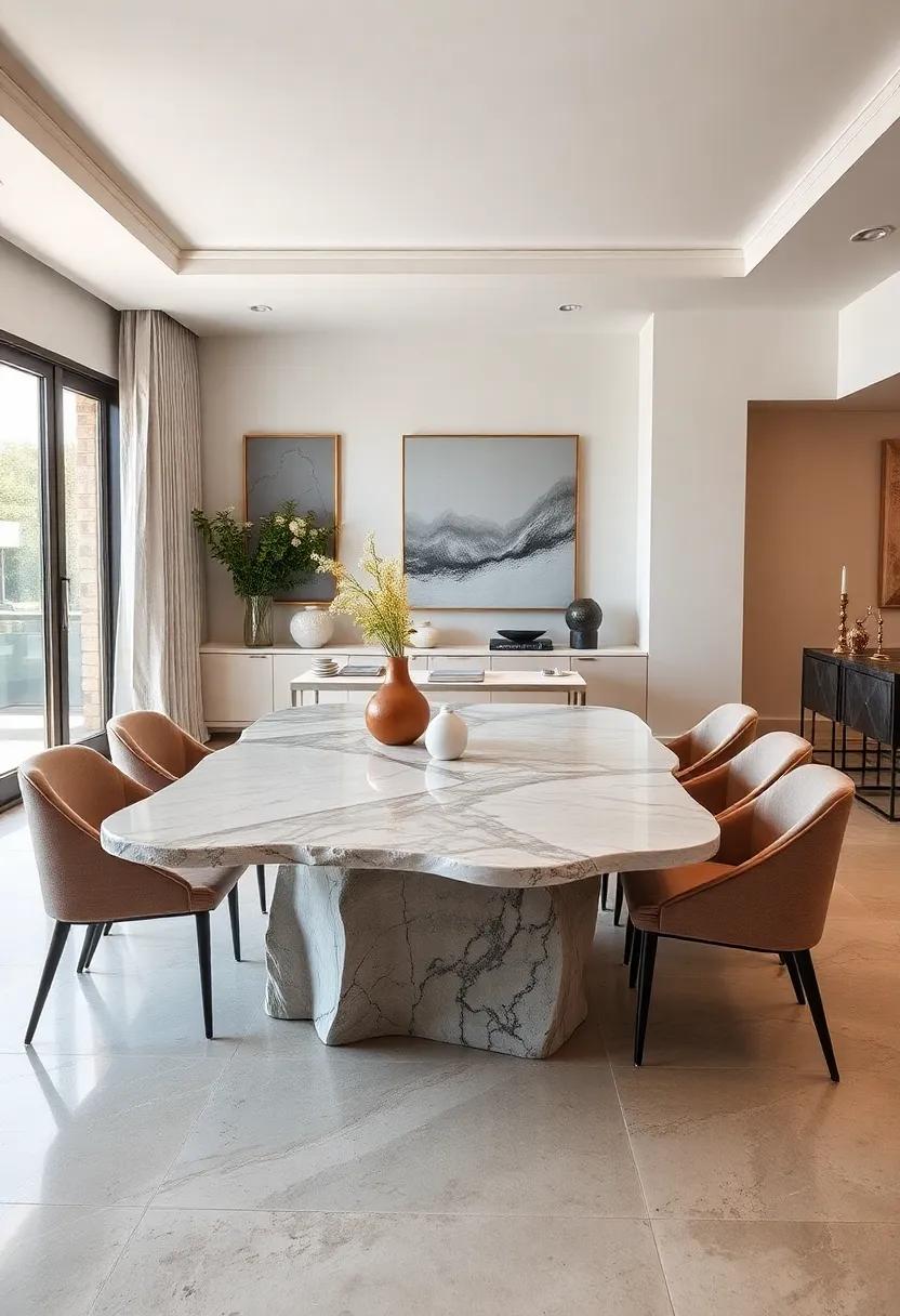 Let‍ a ‌striking,⁣ irregularly shaped marble table become⁢ the centerpiece of ‍your dining room, blending⁣ art and functionality seamlessly