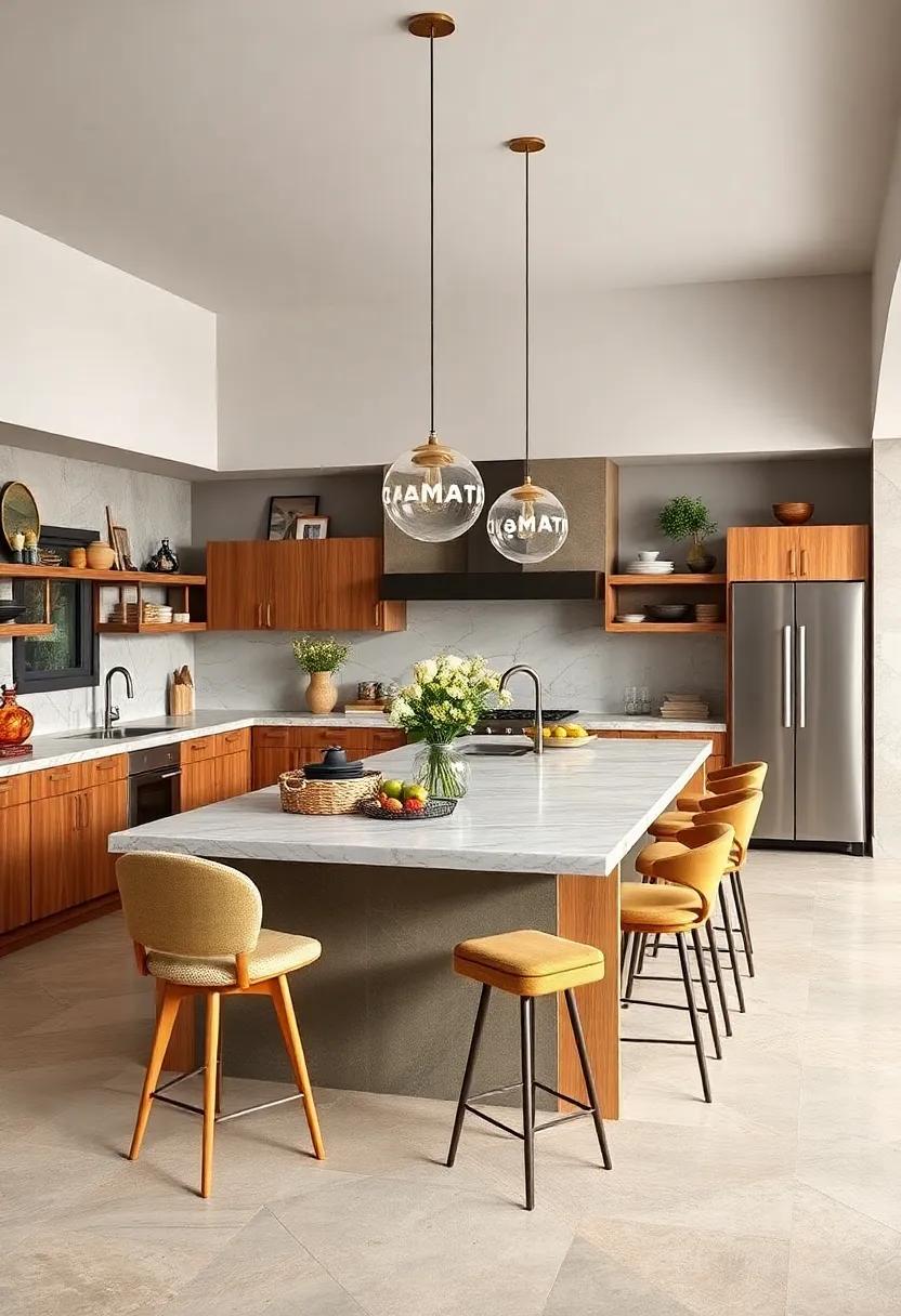 Bold furniture choices: Invest in a striking kitchen island that acts as both a centerpiece ‍and a practical ​workspace, combining‍ style with function