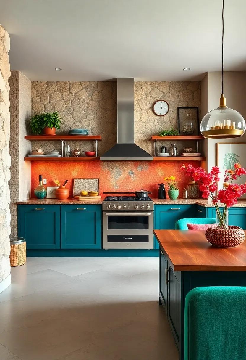 Embrace bold ‍colors: Use a high-contrast palette‌ with striking colors like emerald green, deep blue, or ⁤vibrant ‌coral to ‍create a vivid‌ backdrop for your kitchen