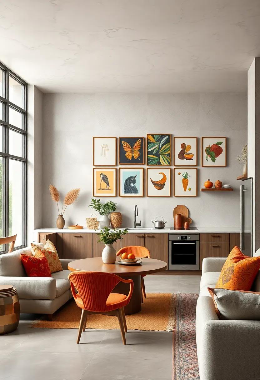Gallery wall: curate a collection of art pieces, from prints to culinary-themed artworks, and display them on a prominent wall for a personalized⁣ touch
