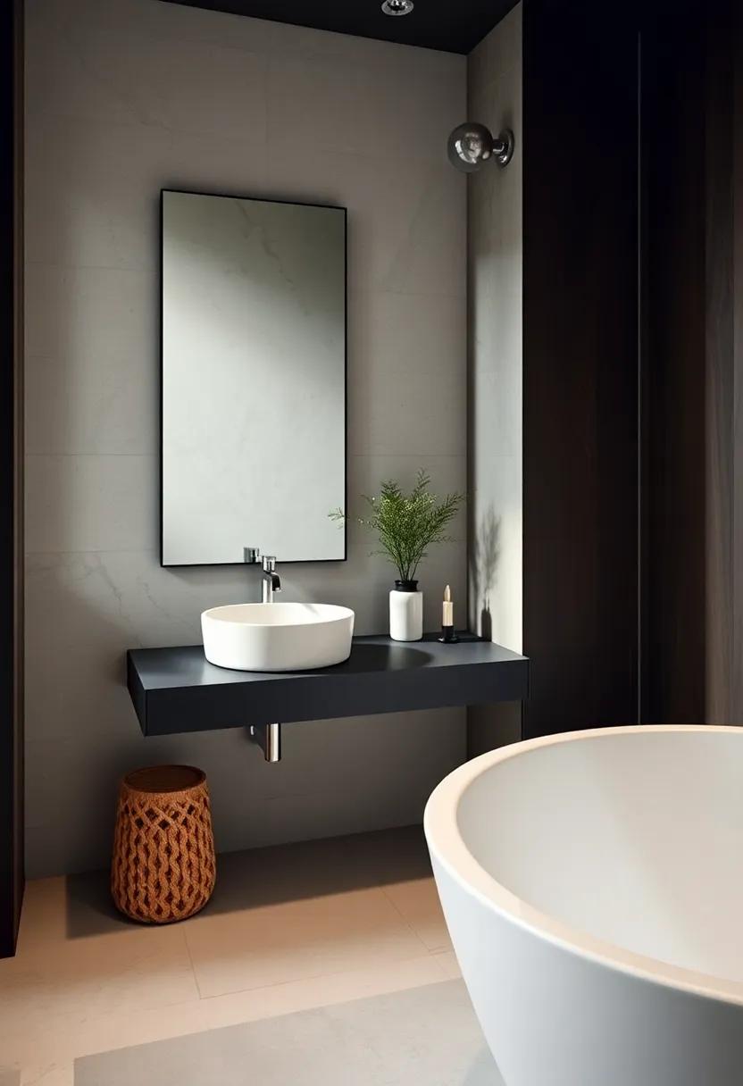 Experience a chic blend of urban and rustic⁢ styles where a frameless mirror reflects the ⁢edgy design,emphasizing harmony amidst contrasting elements