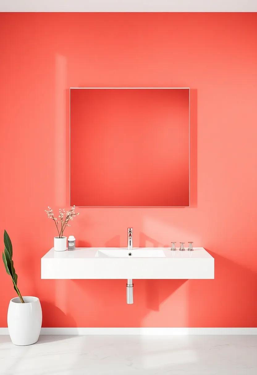 A‍ vibrant accent wall beautifully contrasts with a frameless mirror,⁢ making it a focal point that ‍celebrates both color and simplicity in a bold yet refined way