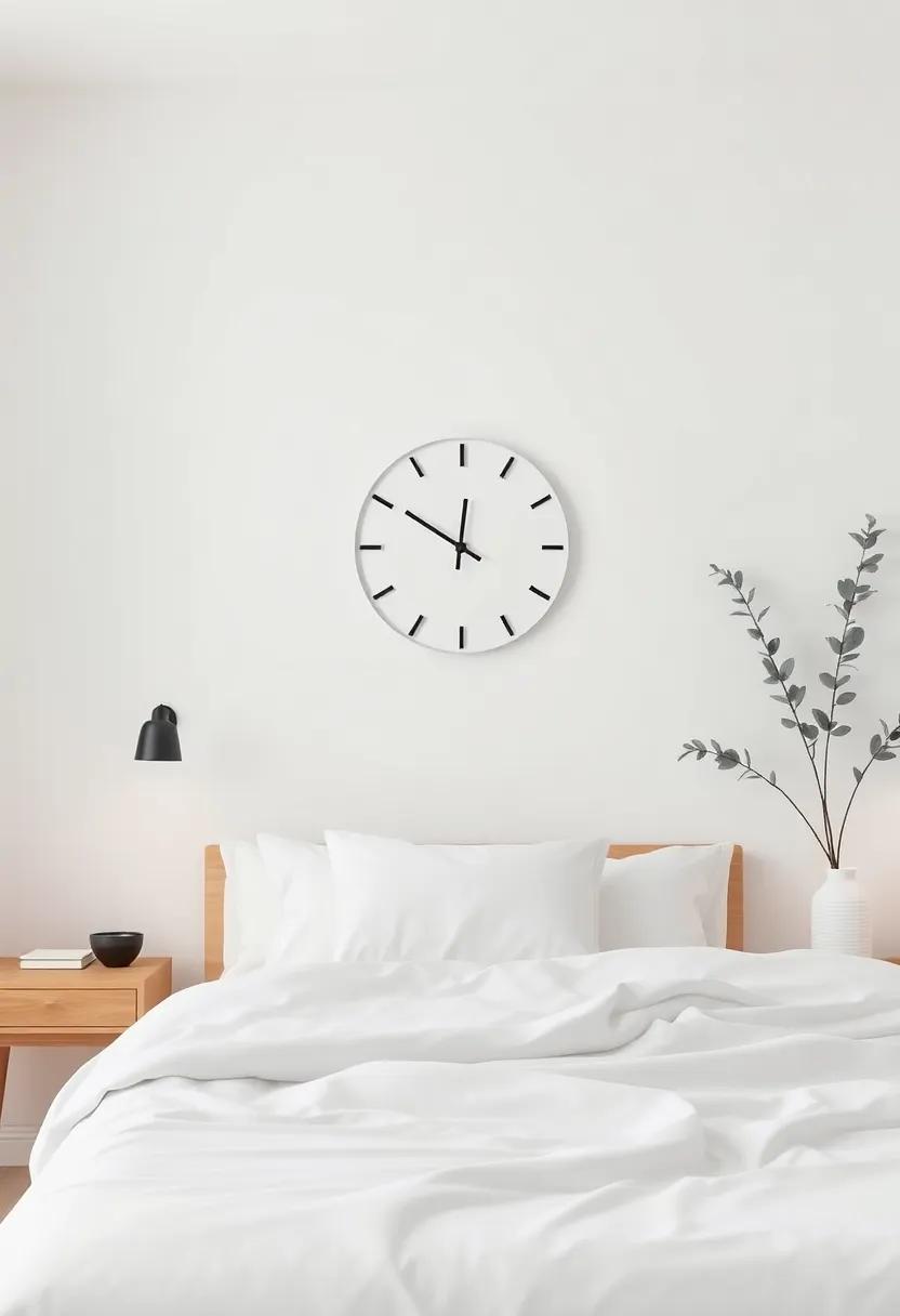 Minimalist Clock: Choose a simple​ wall clock or a sleek bedside ⁢clock that complements‍ the aesthetic without being a distraction