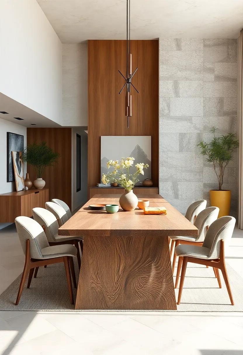 Eco-Friendly Designs: A ⁢sustainably sourced wood table paired with organic materials, marrying style with environmental consciousness