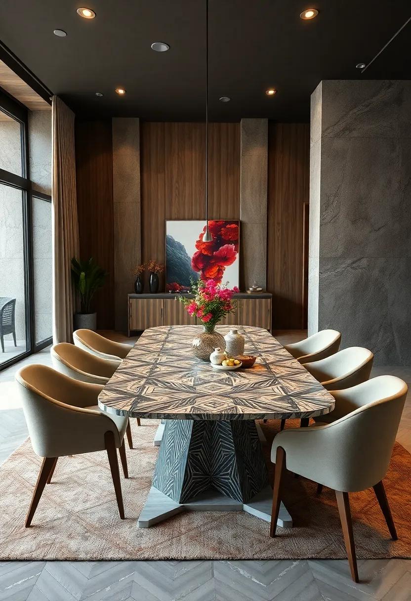 Geometric Patterns: A table with intricately designed ‌detailing and bold shapes, making ⁤it an eye-catching conversation starter⁢ at every meal