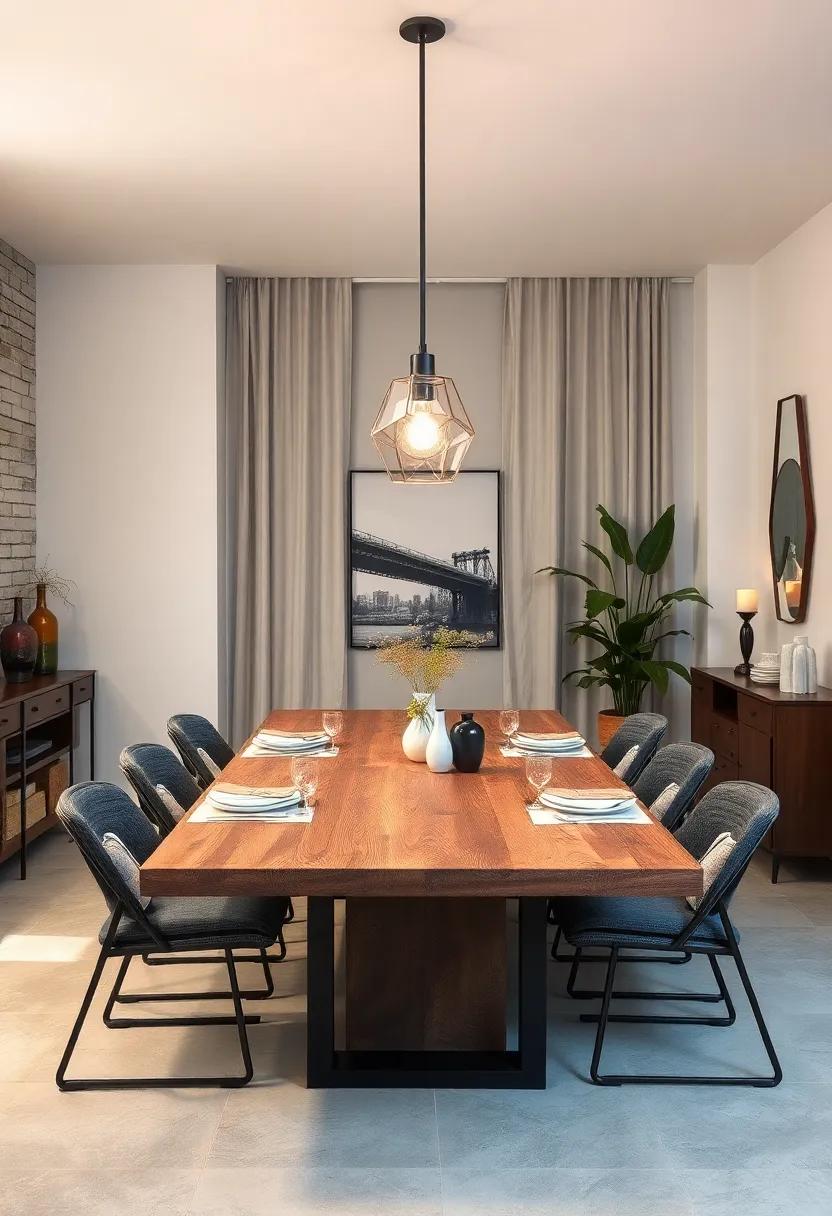 Industrial Chic: A reclaimed wood table paired with metal accents, exuding a raw‍ yet refined aesthetic synonymous with urban ⁤living
