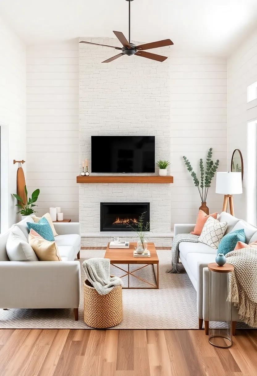 elevate​ your farmhouse aesthetics by layering ⁣soft textiles like linen throws and crochet pillows,​ juxtaposed against‍ modern⁤ shiplap for a warm, inviting feel