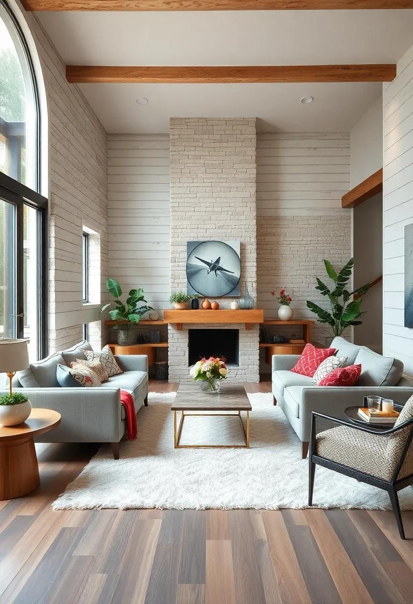 Use contrasting textures, such as ‌a fluffy area rug paired with hard shiplap, to‍ create visual interest and ‌a tactile experience that invites lounging and⁤ lounging​ around