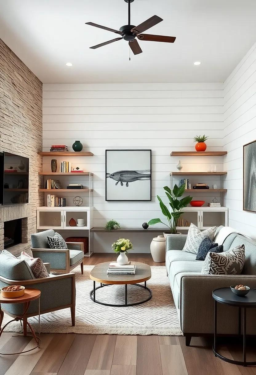 Design a cozy reading nook‌ with built-in shelves against shiplap, ‍providing⁤ both functionality and style for your quiet moments of ⁢escape