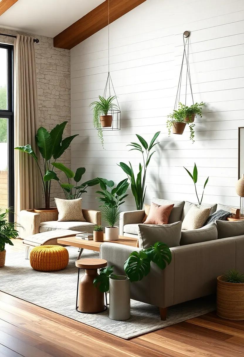 Showcase your love for greenery by‌ incorporating ‌large potted plants⁣ or hanging⁢ planters against shiplap walls,adding‍ life and color to your living space