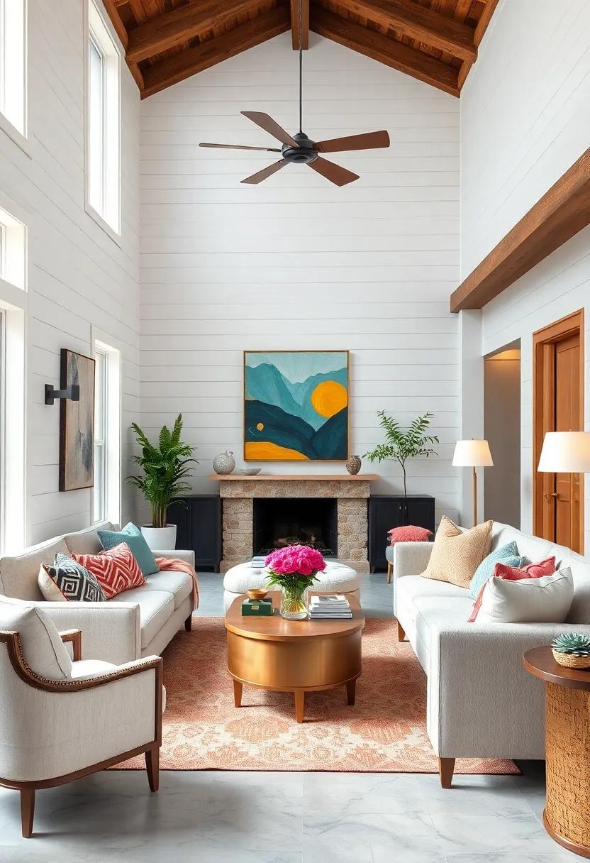 Blend in playful elements​ like colorful cushions and vibrant art to​ soften the starkness of white shiplap, making ⁢the living area​ come alive⁢ with a cheerful spirit