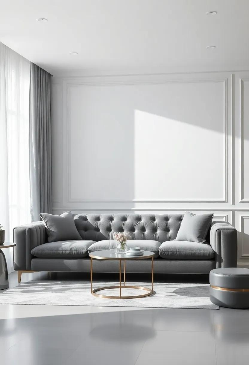 Infuse your living‍ room with elegance by incorporating a plush gray⁤ velvet sofa that radiates‌ sophistication and‍ comfort
