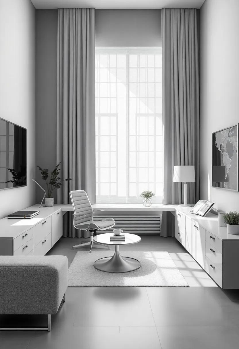 select a⁢ gray and silver color scheme for your ​home office, allowing for a clean,‍ professional image ‍that inspires ⁢productivity