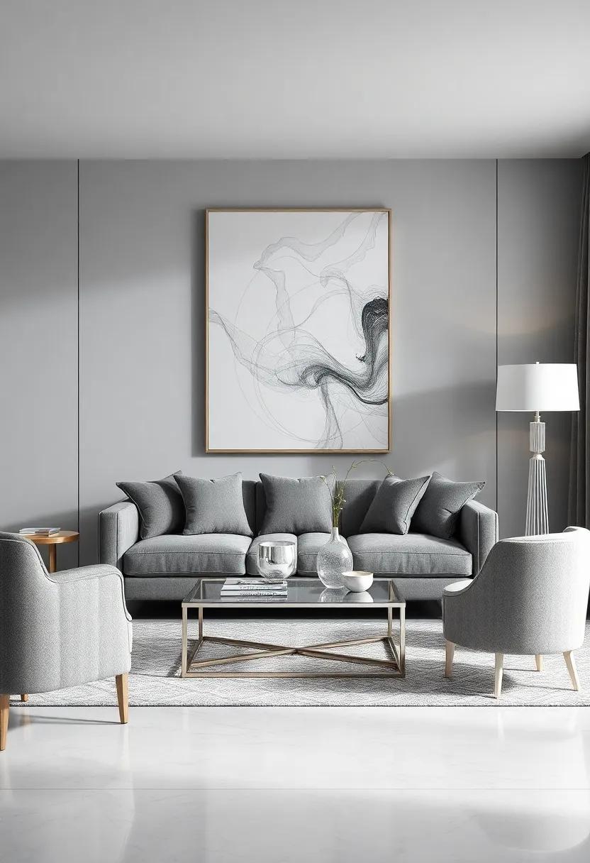 Pair gray furniture with metallic silver accents in your accessories,from lamps to vases,for an​ unexpected ⁢yet ‌cohesive ⁢look