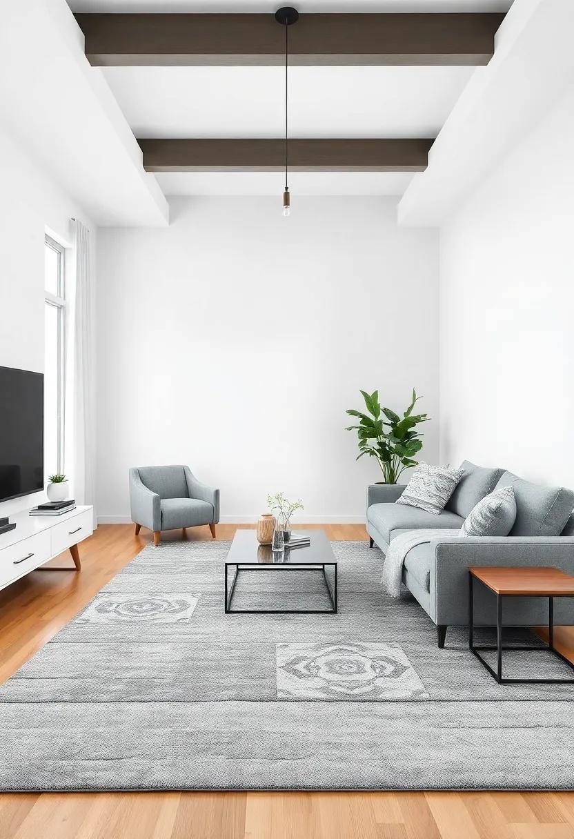 use a statement gray ‌area rug ⁣to anchor your living space, adding warmth while mixing effortlessly with silver finishes