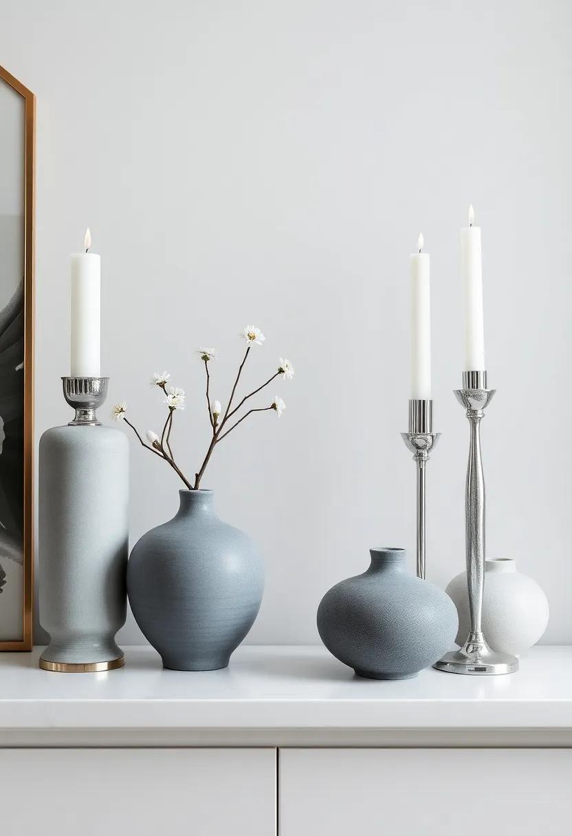 Elevate your workspace with a gray desk complemented by ⁢silver ‌decorative items that inspire creativity and focus