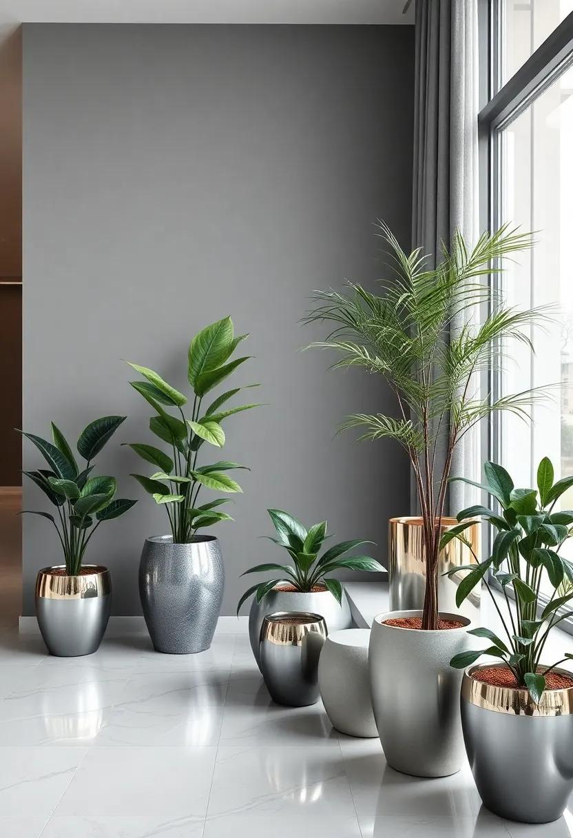 Invite‌ nature indoors with gray ‌and silver potted plants that add life while maintaining a polished ‍aesthetic
