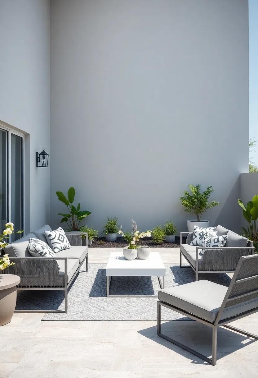 Design a ⁣serene outdoor ⁣space with gray patio furniture accented by silver outdoor decor that invites relaxation and style