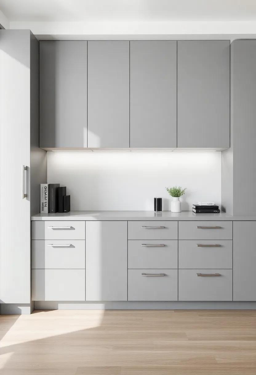 Opt⁤ for gray‌ cabinetry in⁣ your home office and introduce silver ⁢handles to ‌subtly‌ elevate ⁢your storage solutions